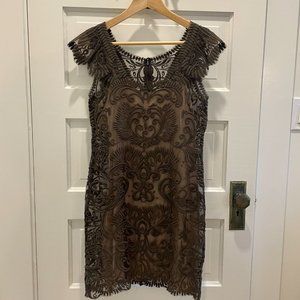 Yoana Baraschi silk embroidered dress with nude slip - size 4